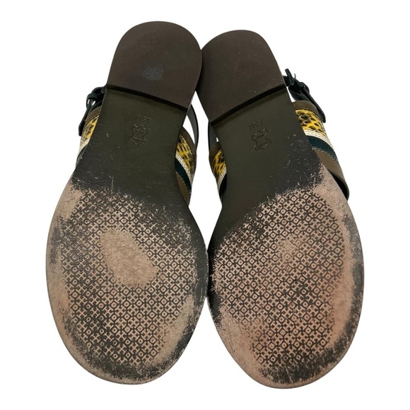 Tory Burch Edina Green Leather Colorblock Slingback Soho Lux Sandals Women’s 8.5 - Picture 11 of 16